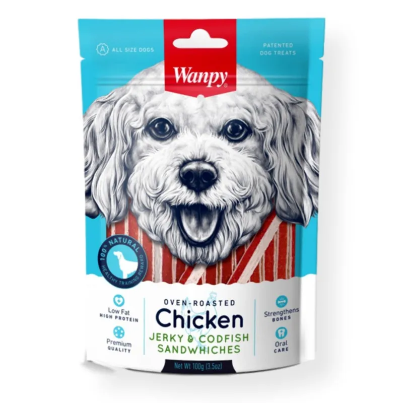 Wanpy Chicken Jerky & Cod Fish Sandwich (Premium Quality)