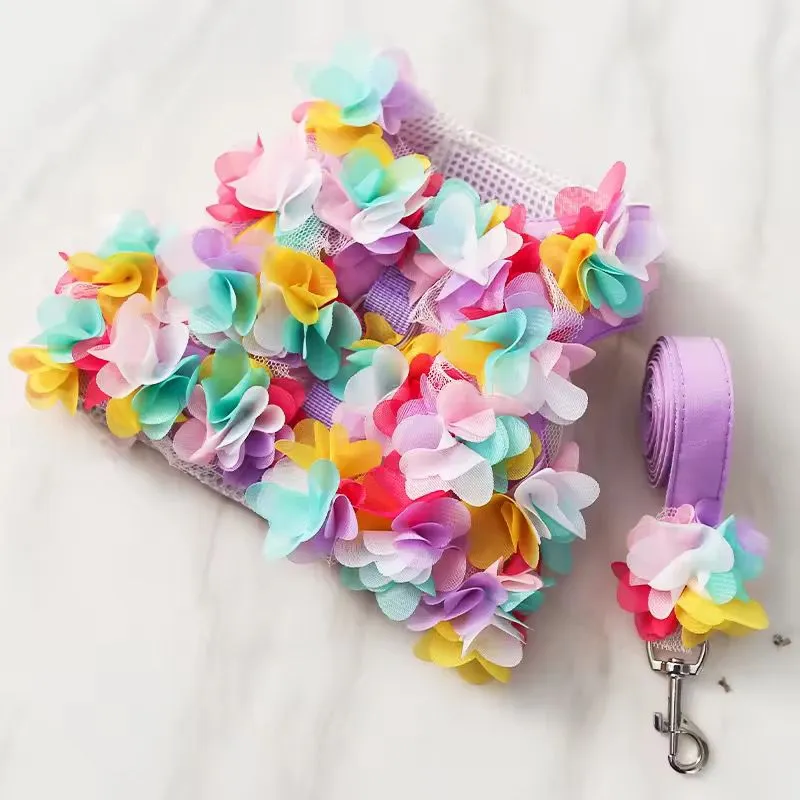 Whimsical Pastel Floral Pet Harness
